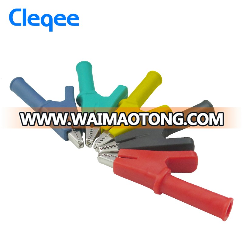 Cleqee P2002 5 Color 20A Crocodile Alligator Clips Safety Test folders For 4mm Banana Plugs